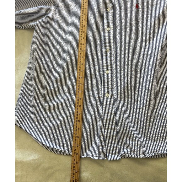 Ralph Lauren Mens Shirt Extra Large Button Classic Fit Seersucker Blue White - Picture 5 of 8